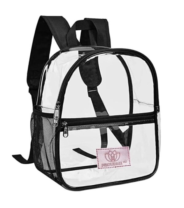 PROUDME Clear Transparent Backpack Water Resistant Small Backpack Trendy Girls School Bag Black - Image 2