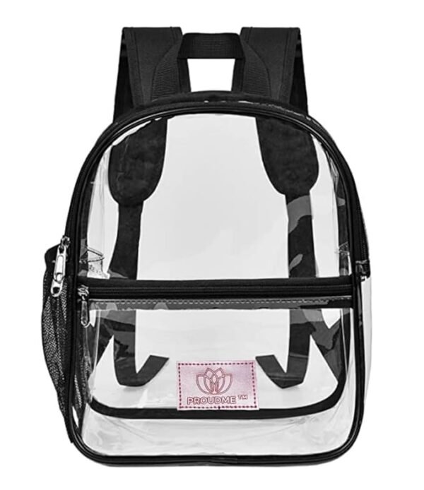 PROUDME Clear Transparent Backpack Water Resistant Small Backpack Trendy Girls School Bag Black - Image 4