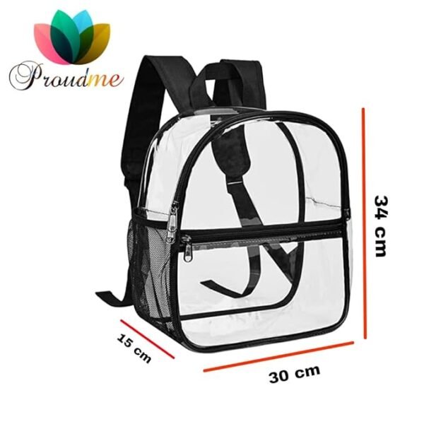 PROUDME Clear Transparent Backpack Water Resistant Small Backpack Trendy Girls School Bag Black - Image 3