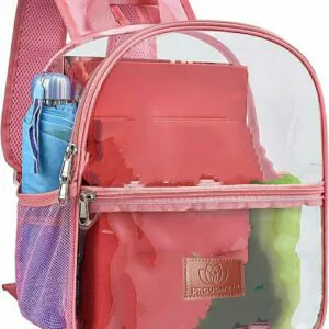 PROUDME Transparent School Backpack Waterproof Backpack for Work, Travel, School Bag Pink