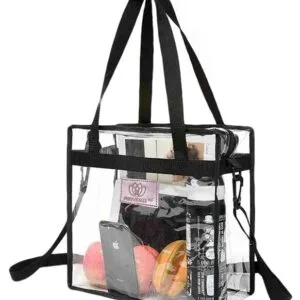 PROUDME Transparent Messenger Bag with Zipper Closure Crossbody Shoulder Bag