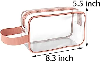 PROUDME Clear Makeup Cosmetic Bag for Travel Toiletry Organizer with Zipper Portable Green, Pink (Pack of 2) - Image 3