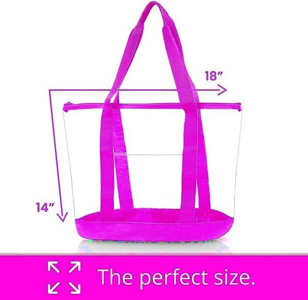 PROUDME Large Clear Tote Bag, Fashion PVC Shoulder Handbag for Women Pink - Image 2