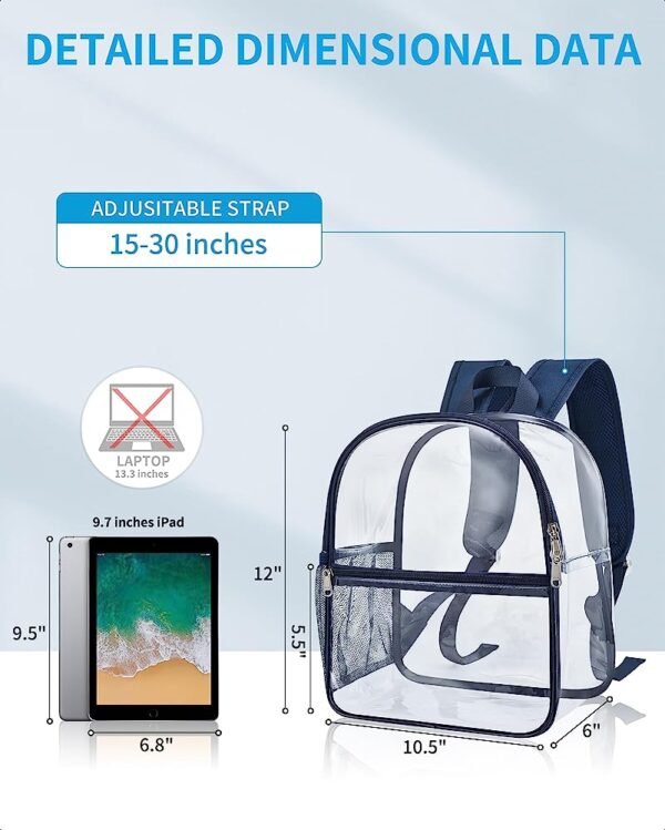 PROUDME Transparent School Backpack  Waterproof Backpack for Work, Travel, School Bag  NAVY BLUE - Image 4