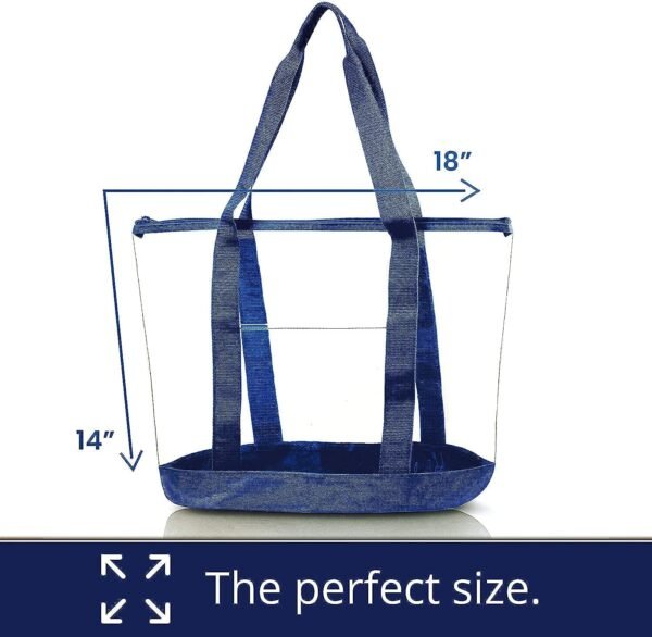 PROUDME Large Clear Tote Bag, Fashion PVC Shoulder Handbag for Women Navy Blue - Image 2