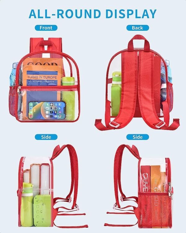 PROUDME Transparent School Backpack  Waterproof Backpack for Work, Travel, School Bag Red - Image 2