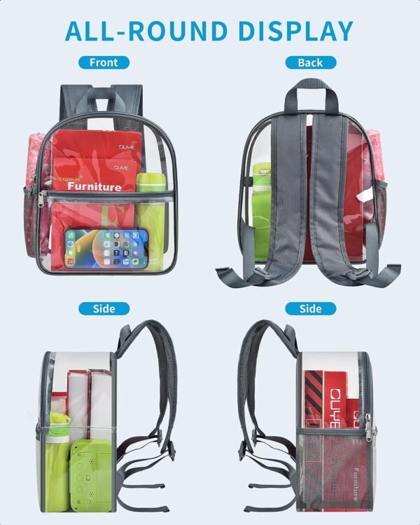 PROUDME Transparent School Backpack  Waterproof Backpack for Work, Travel, School Bag Gray - Image 2