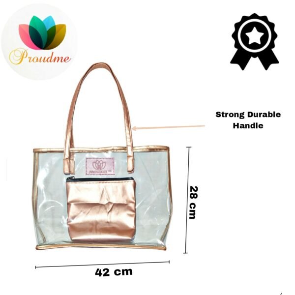 PROUDME 2 in 1 Clear Purse PVC Transparent Tote Bags Large Work Shoulder Bag with Small Pouch Handbags for Women Girls - Image 3