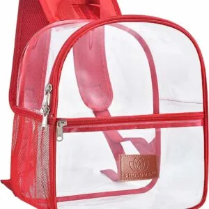 PROUDME Transparent School Backpack Waterproof Backpack for Work, Travel, School Bag Red