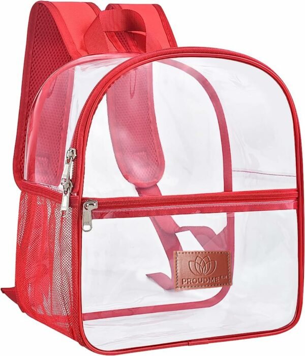 PROUDME Transparent School Backpack  Waterproof Backpack for Work, Travel, School Bag Red