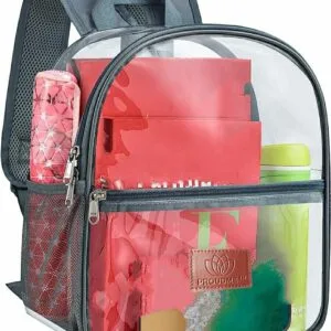 PROUDME Transparent School Backpack Waterproof Backpack for Work, Travel, School Bag Gray