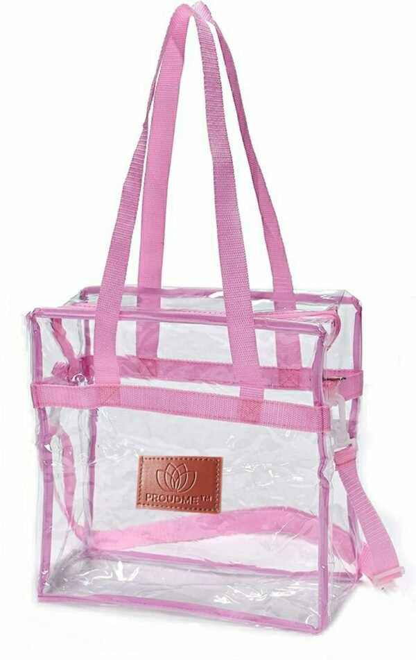 PROUDME Transparent Messenger Bag with Zipper Closure Crossbody Shoulder Bag Pink