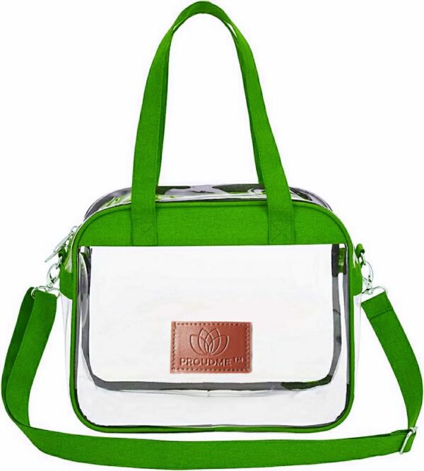 PROUDME Clear Sling Bag Stadium Approved, Clear Purse for Gym, Work, Travel (Green)