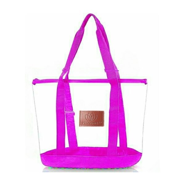 PROUDME Large Clear Tote Bag, Fashion PVC Shoulder Handbag for Women Pink