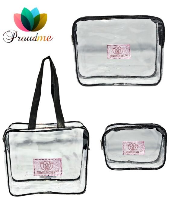 PROUDME Cosmetic Pouches, Travel Toiletry Bag, Makeup Organiser, Clear PVC Pouches, Set of 3 Pic - Image 5