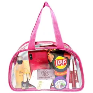 PROUDME Clear Toiletry Bag for Women Makeup Pouch Waterproof Wash Bag Cosmetic Organizer Case (Pink)