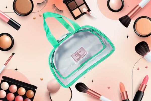 PROUDME Clear Toiletry Bag for Women Makeup Pouch Waterproof Wash Bag Cosmetic Organizer Case (Green) - Image 3