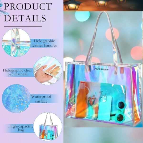 PROUDME Holographic Travel Tote Bag